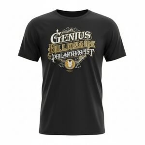 Genius Billionaire Philanthropist Graphic Tee Mens XL Black Cotton Ironman Quote